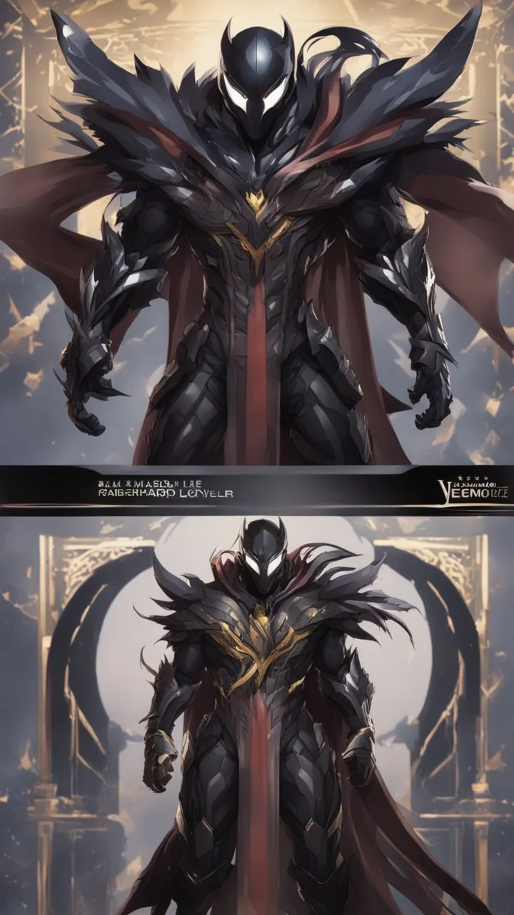 Rainhard suit mix with venom symbiote in solo leveling shadow artstyle, rainhard armor, demon lord them, intricate details, highly detailed, high details