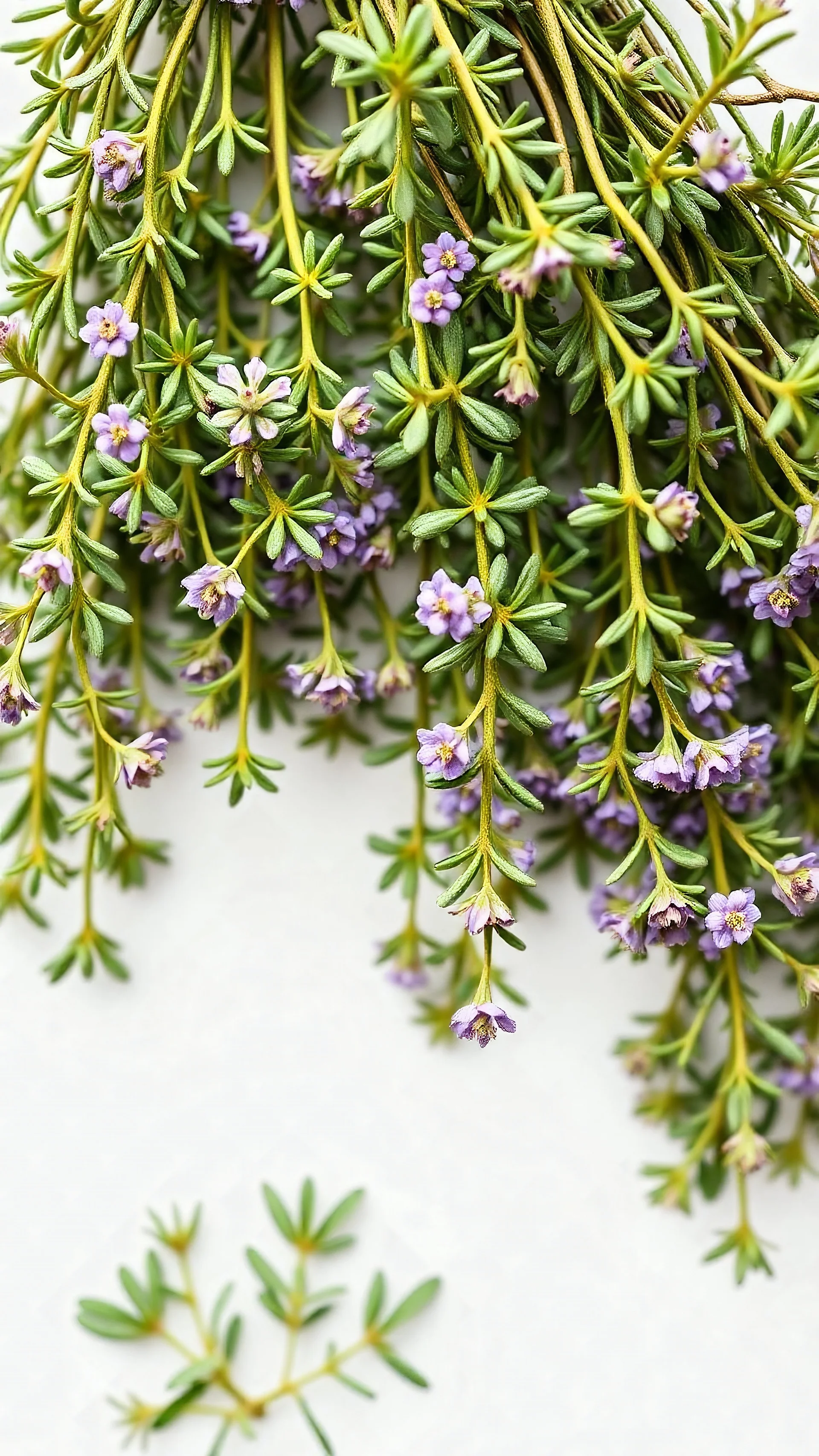 generate a lush bouquet of thyme on a white background