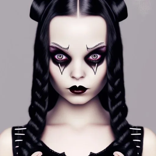 wednesday addams, wednesday addams hair, dark make up, gothic, black dress