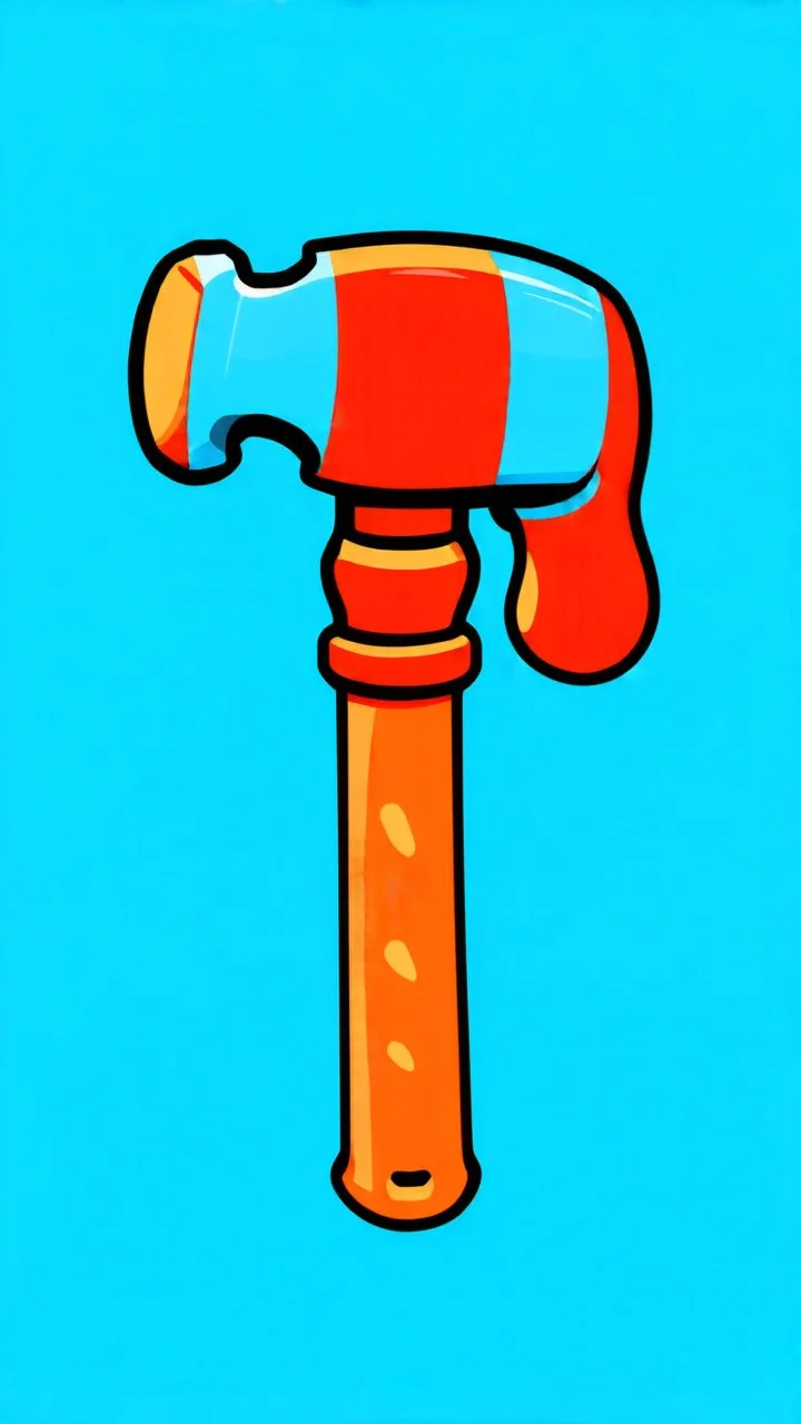 cartoon claw hammer, detailed vector drawing with thick outline, low saturation colors