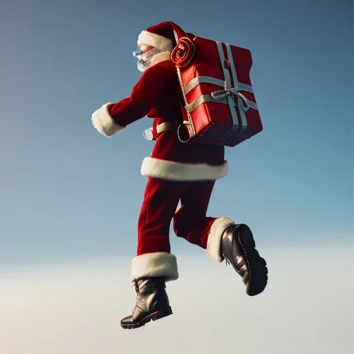 Jet pack fly santa, octane render, 8k, --ar 1:1