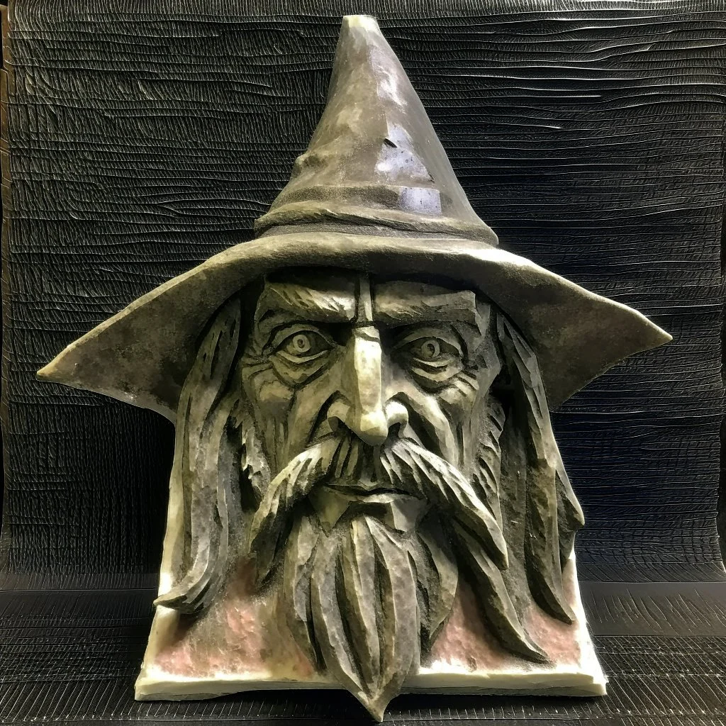 square jaw, chizeled face, wizard