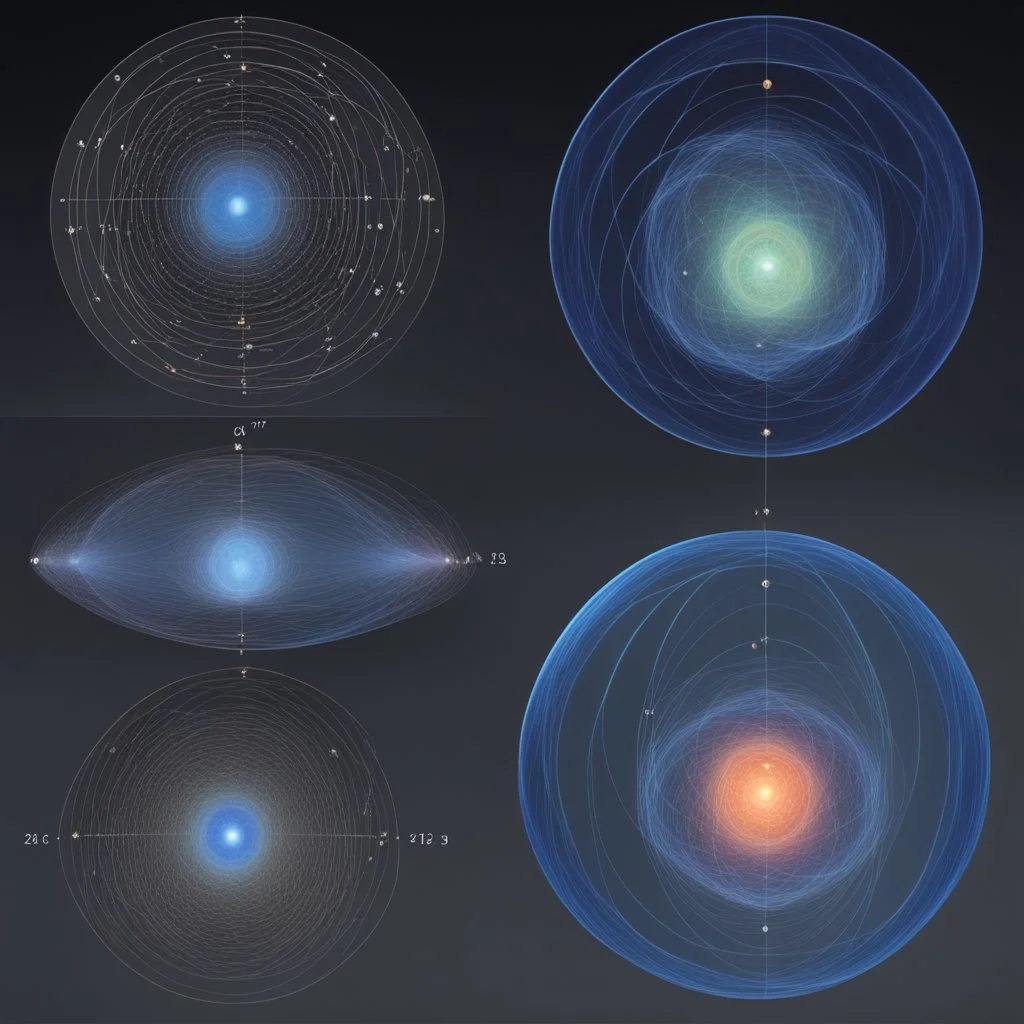 artistic and yet geometric representations of Bohr orbits: compares the electron probability densities for the hydrogen 1s, 2s, and 3s orbitals. Note that all three are spherically symmetrical. For the 2s and 3s orbitals, however (and for all other s orbitals as well), the electron probability density does not fall off smoothly with increasing r. Instead, a series of minima and maxima are observed in the radial probability plots