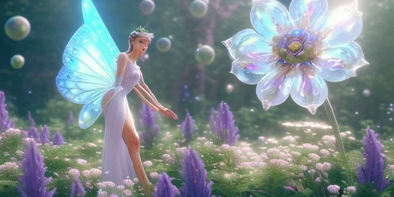 crystal subtle flower in a galactic ambiance beautiful fairy, transparent, delicate colors, in the foreground, full of details, smooth，soft light atmosphere, light effect，vaporwave colorful, concept art, smooth, extremely sharp detail, finely tuned detail, ultra high definition, 8 k, unreal engine 5, ultra sharp focus