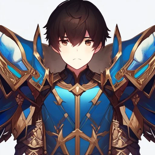 A shy and awkward young man in partial iron armor with short brown hair