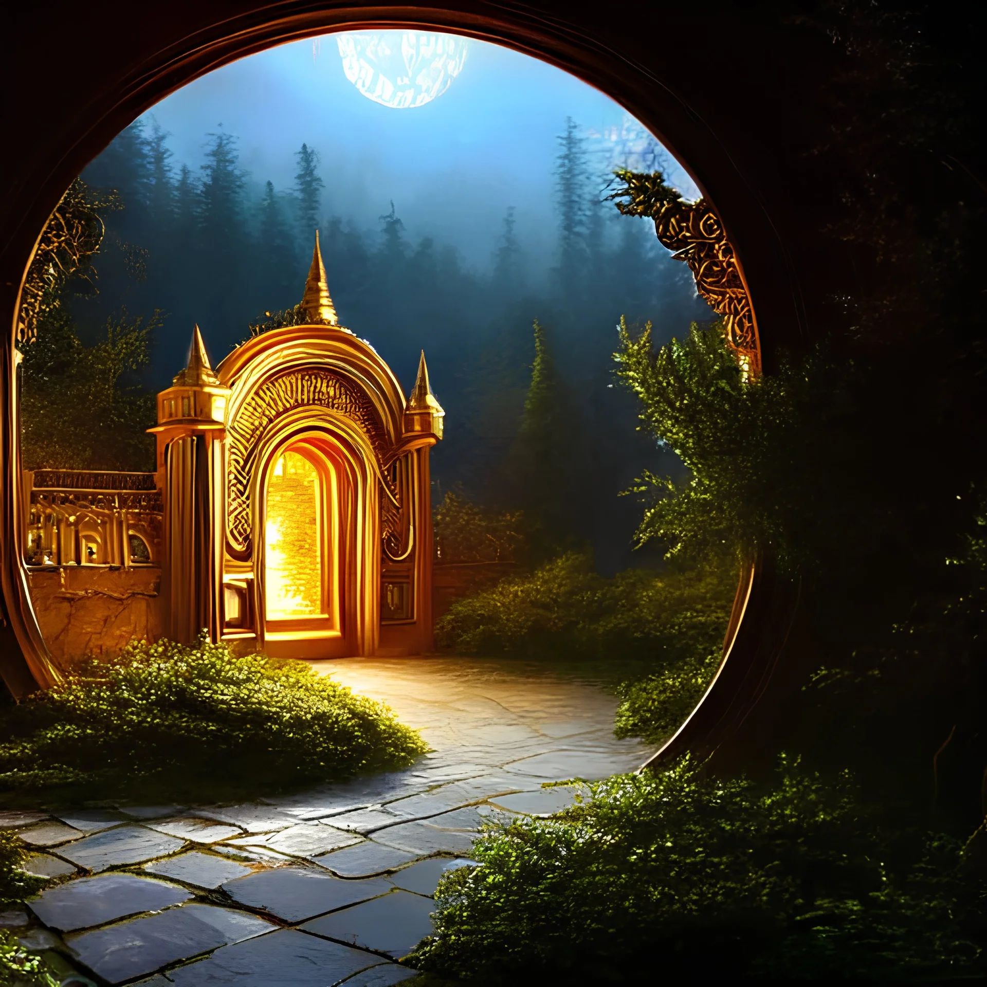magic portal, glistening oiled shiny, intricate, Exquisite details and textures, highly detailed, digital painting, artstation, concept art, sharp focus, nature background, illustration, 8k, by stability ai, nvidia