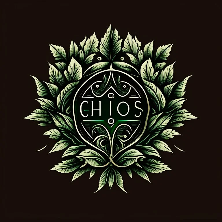 mystical simple one color Logo: chronos, botanical style