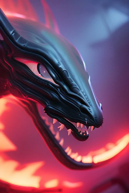 Night Fury Alien, 4k, 8k, (highly detailed), chromatic aberration,