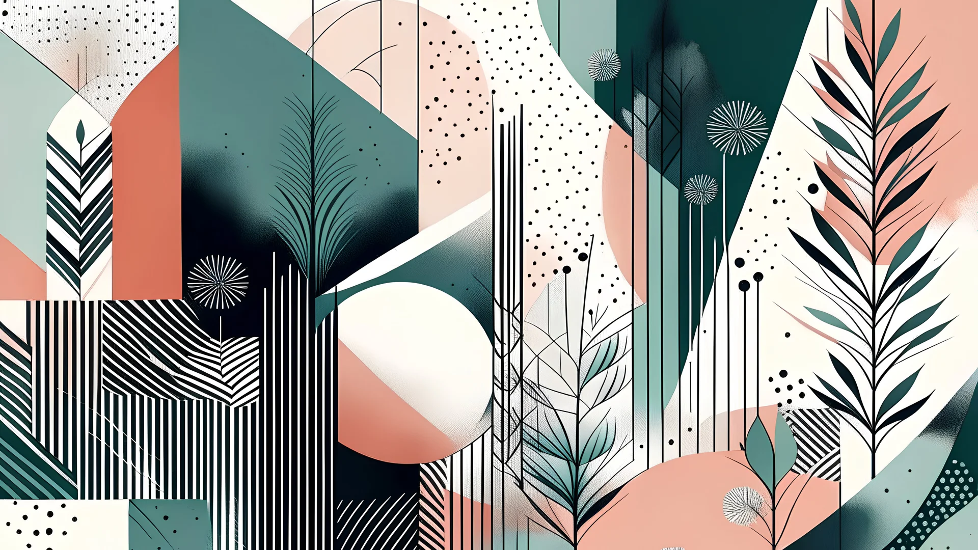 "Step into a world of endless possibilities with an abstract background that blends simplicity and intricacy, with a mix of organic and geometric elements rendered in a modern and stylish way."