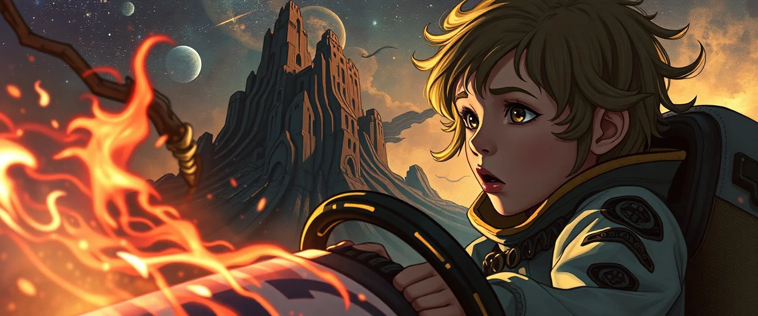 gokart mozart and bewildered frodo looks beyond really powerful, fantasy illustration