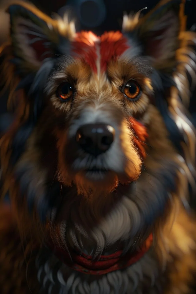 portrait of lassie from hell, shot on Hasselblad h6d-400c, zeiss prime lens, bokeh like f/0.8, tilt-shift lens 8k, high detail, smooth render, down-light, unreal engine, prize winning