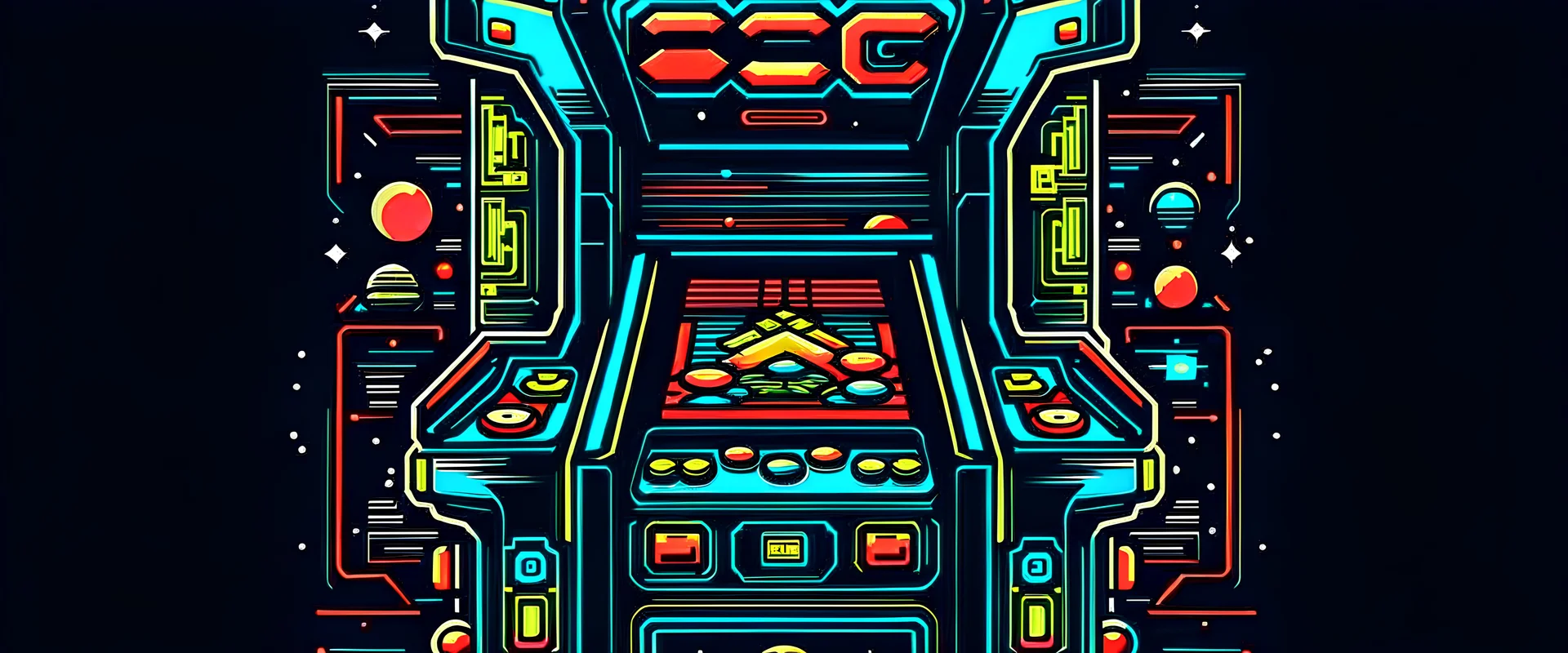 logo con estilos retro scy fi 90´ arcade