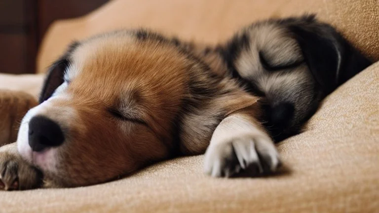 Puppy sleeping on the sofa