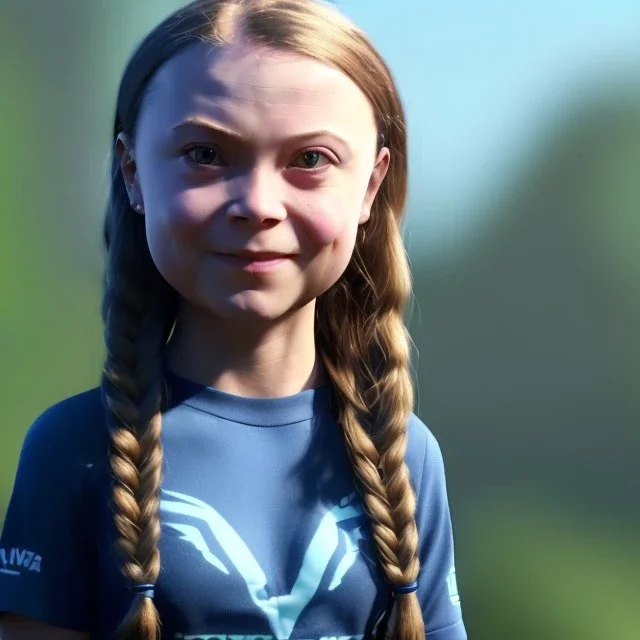  Greta Thunberg Wearing make up avatar in pandora toddler, full body, Pandora background