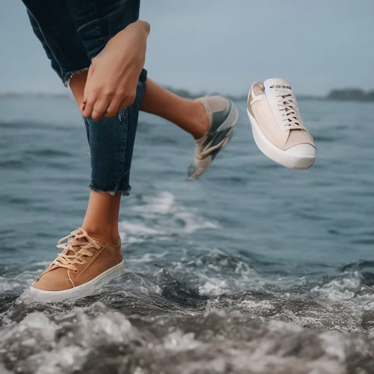 zapatillas en el mar