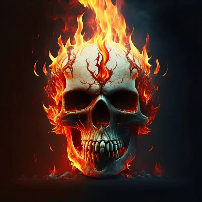 fiery skull