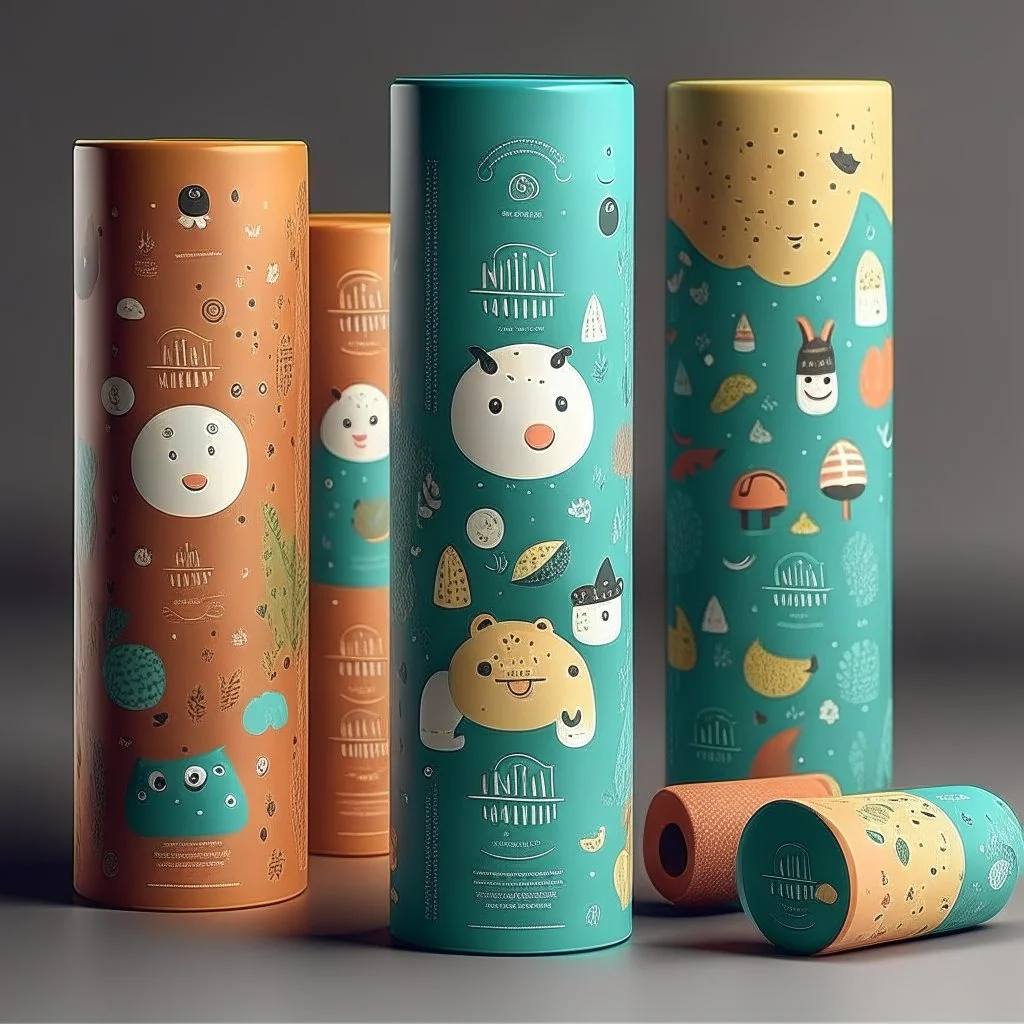 A long cylinder package design for a new line of toy named 'Null hypothesis' that is playful and whimsical. - - style cute