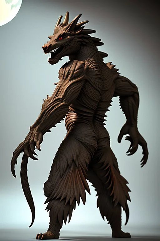 Dragon werewolf, cinema lighting, cinema 4d, octane render, 3d render, incrate detailed,fantasy art, photo realistic,