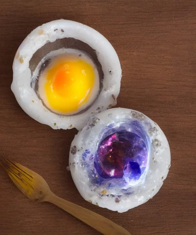 Cracked egg with cosmic jelly inside