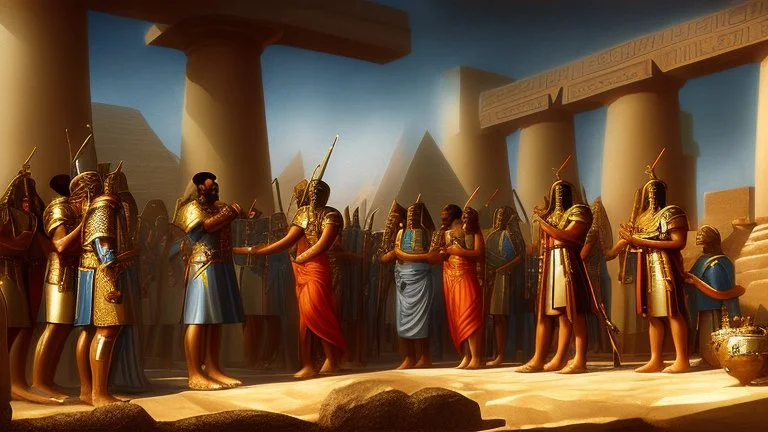 Phoenician soldiers received by the Pharaoh of Egypt for dinner