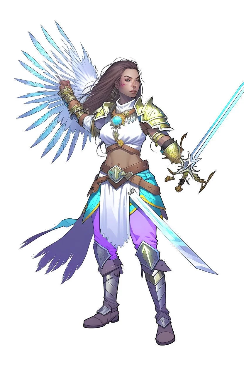 female aasimar barbarian with great sword dnd character