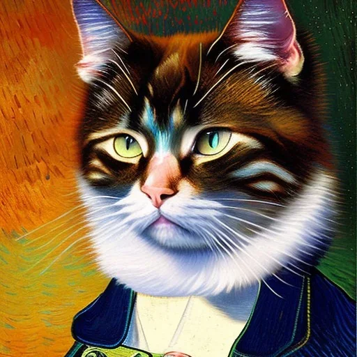 Portrait of a cat by Van Gogh