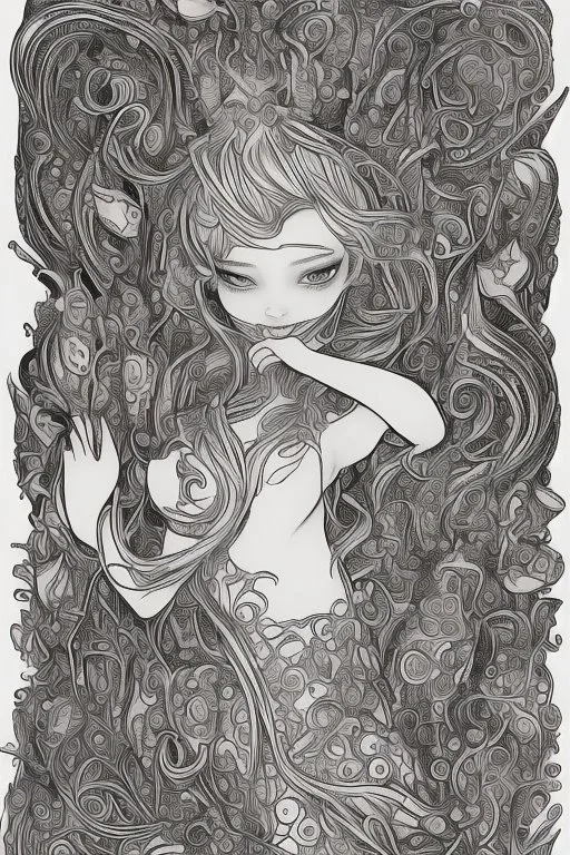 This captivating and delightful black line drawing is perfect for young artists. It features a charming and enchanting mermaid, waiting to be brought to life with colors by a 6-year-old child. The thick and bold outlines make it easy for little hands to color within the lines, fostering creativity and imagination. The mermaid is the centerpiece of the image, with her flowing hair, graceful tail, and a joyful expression on her face. The full undersea background adds depth and excitement to the s