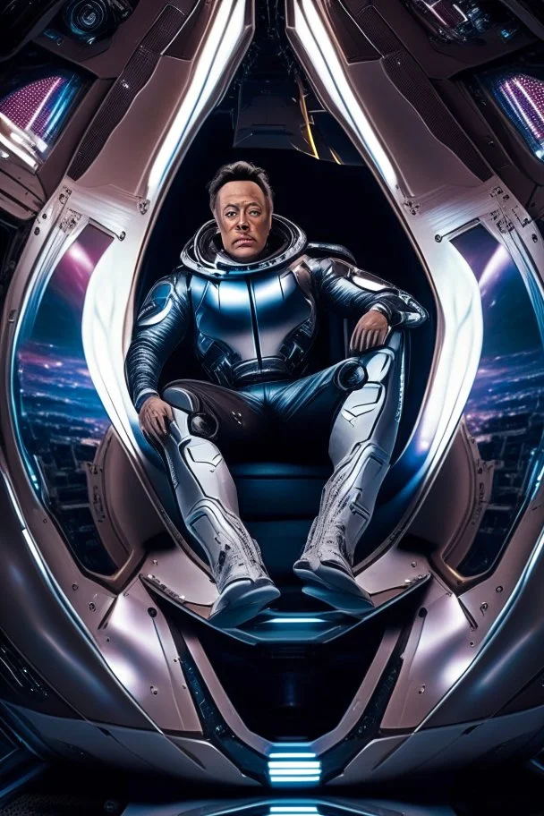 "Ultra realistic full body shot a elon musk in space ship concept, looking at the camera,full legs, cyberpunk, neo-figurative,concept ,full length view, face , full size, science, technology,future,electric ,futuristic style, design, practicality,manufacturability,performance, HOF, professional photographer, captured with professional DSLR camera, trending on Artstation, 64k, full size, ultra detailed, ultra accurate detailed, bokeh lighting, surrealism, background, detailed