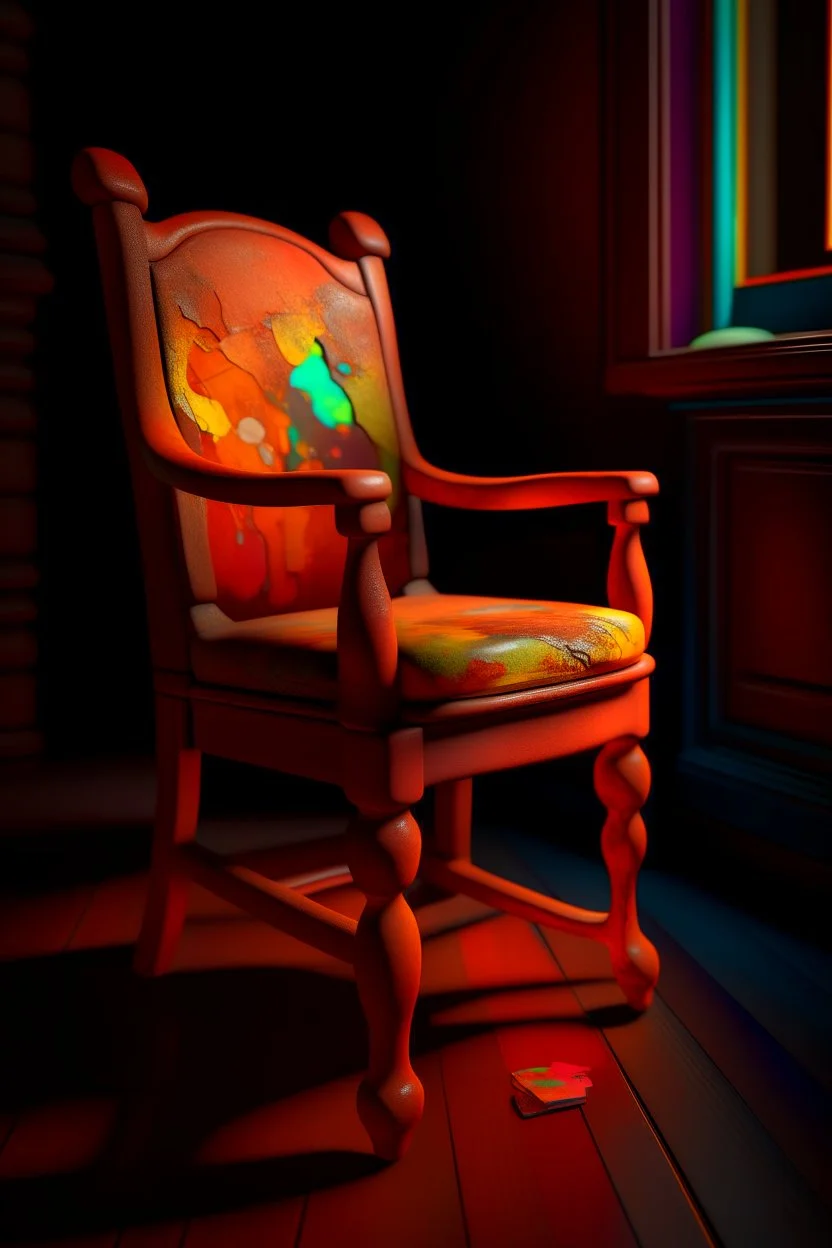 "A very old paints cracked dirty abandoned old chair , insanely detailed octane render trending on artstation, 8k artistic photography, photorealistic concept art, soft natural volumetric cinematic perfect light, chiaroscuro, award-winning photograph, masterpiece, oil on canvas, Raphael, Caravaggio, Greg Rutkowski, people, beksinski, Giger