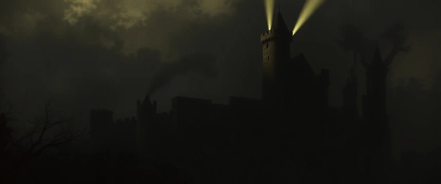 He’d turn the castle into a mood, not just a building Instead of a clean, detailed fortress, you’d likely get something emerging from shadow—half-hidden, dramatic, almost mysterious. Think less “tourist postcard,” more “something important just happened here.” Light would be the main character Rembrandt’s signature style—Chiaroscuro—would dominate. Maybe a single beam of light hitting a tower while the rest fades into darkness.