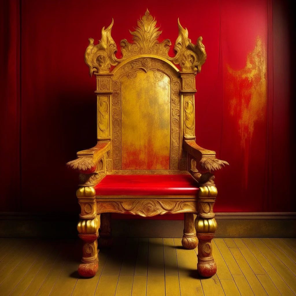 trono rosso e oro, borbonico napoletano , sopra versati vernice giallo ocra e rosso terra