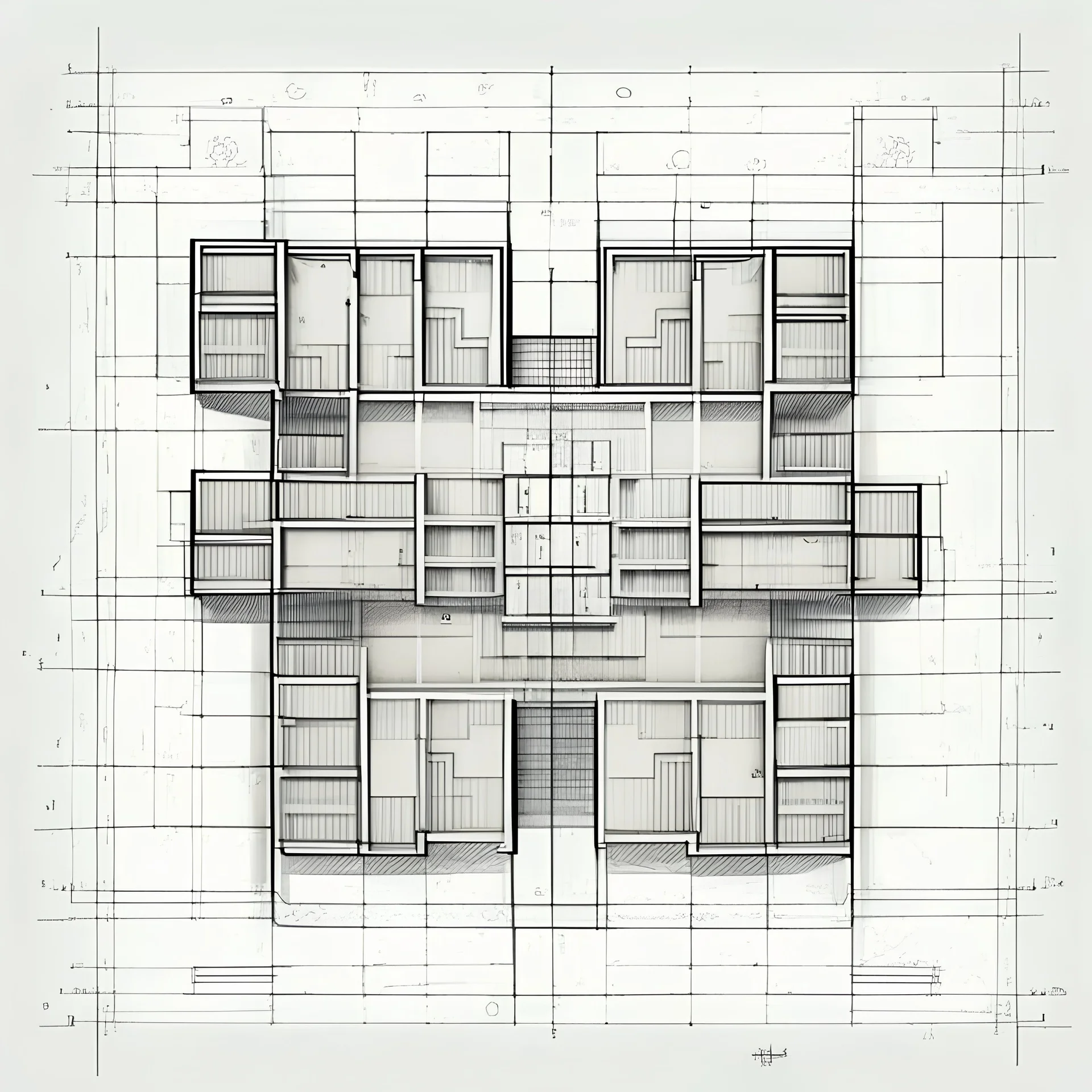 technical plan of the building for 100 squares, drawing