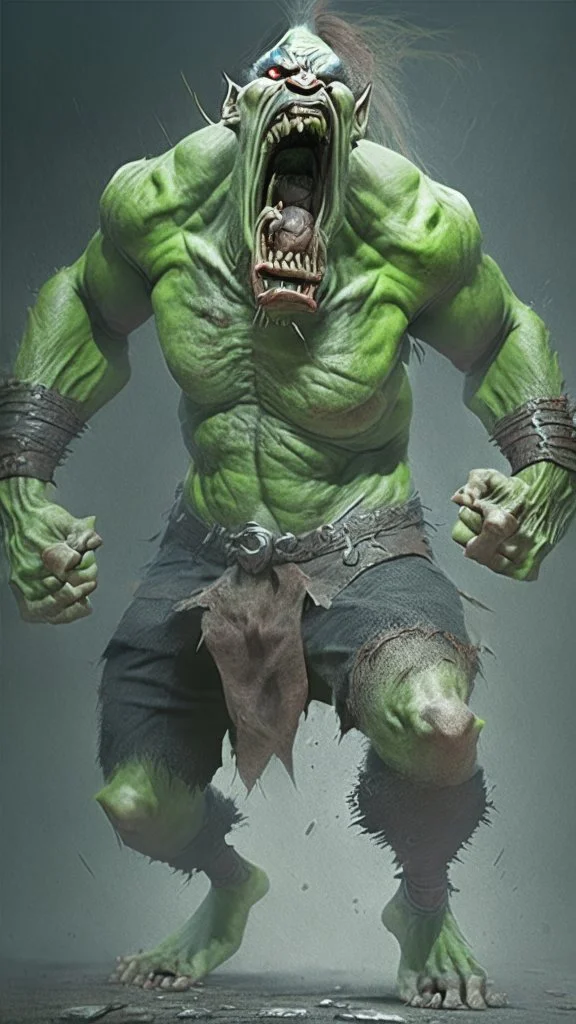 orc screaming, full body