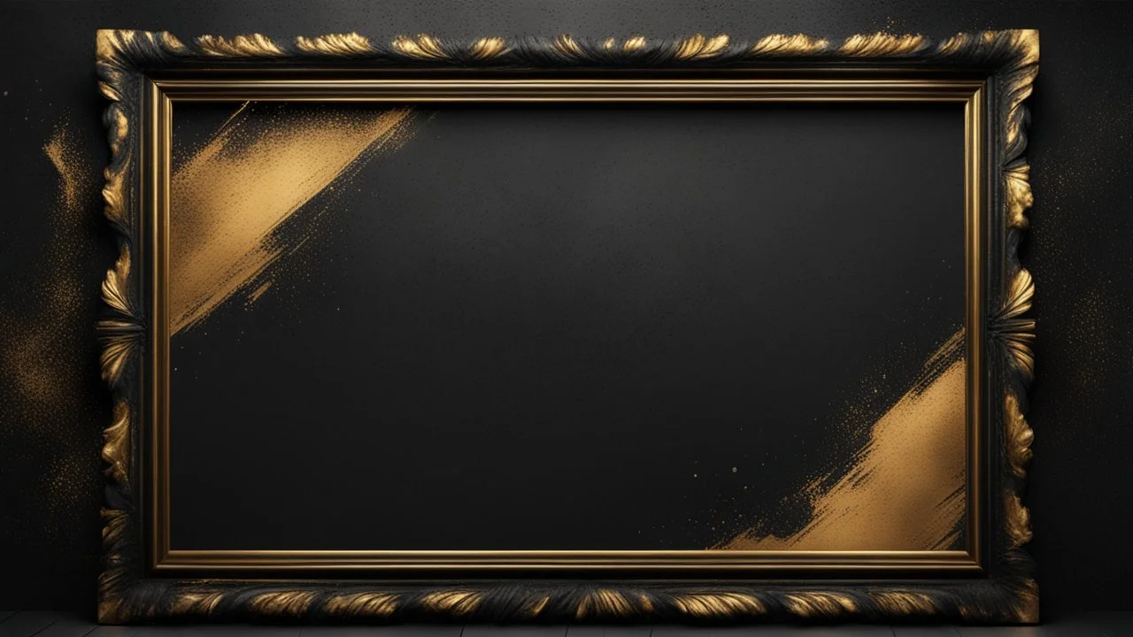 Hyper Realistic Black, & Golden Grungy-Thick-Frame-Background