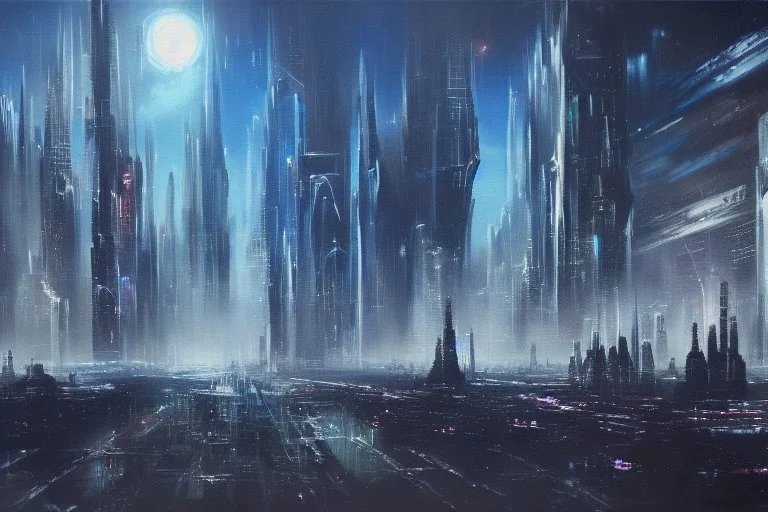 Futuristic city, exoplanet, people, sci-fi, epic, philip wilson steer influence, hd, realistic painting