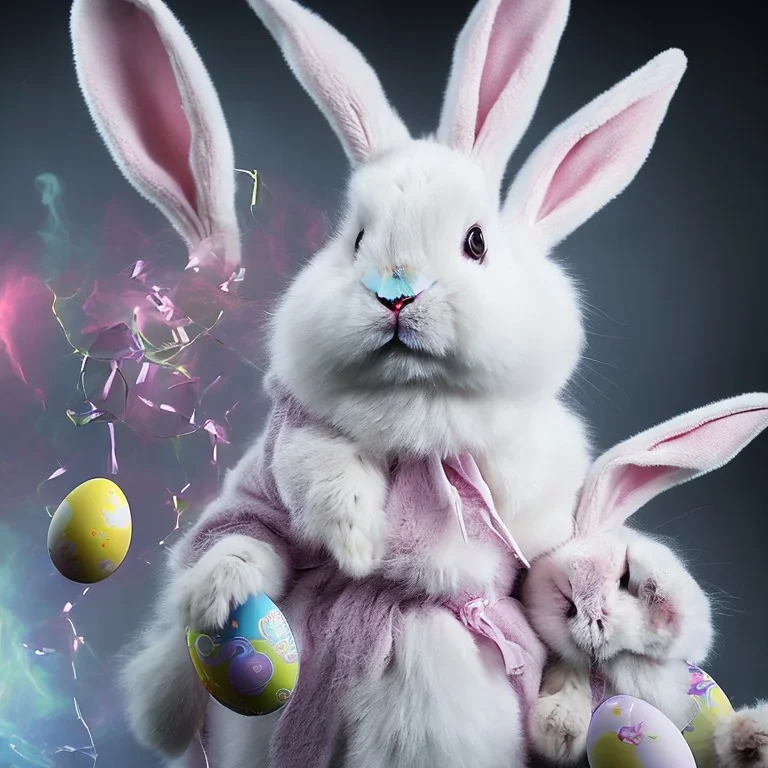 Epic photo of an Evil humanoid Easter rabbit, hyper realistic