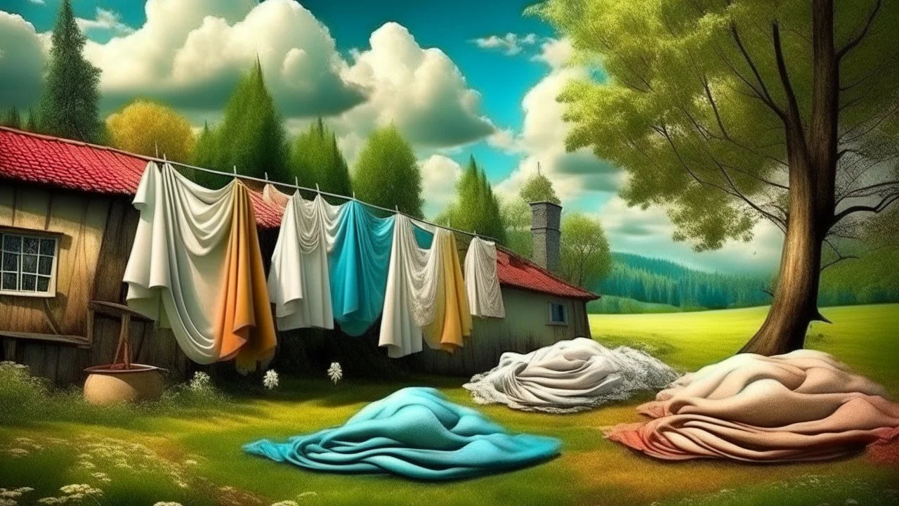 fantasy picture: laundry drying outdoors