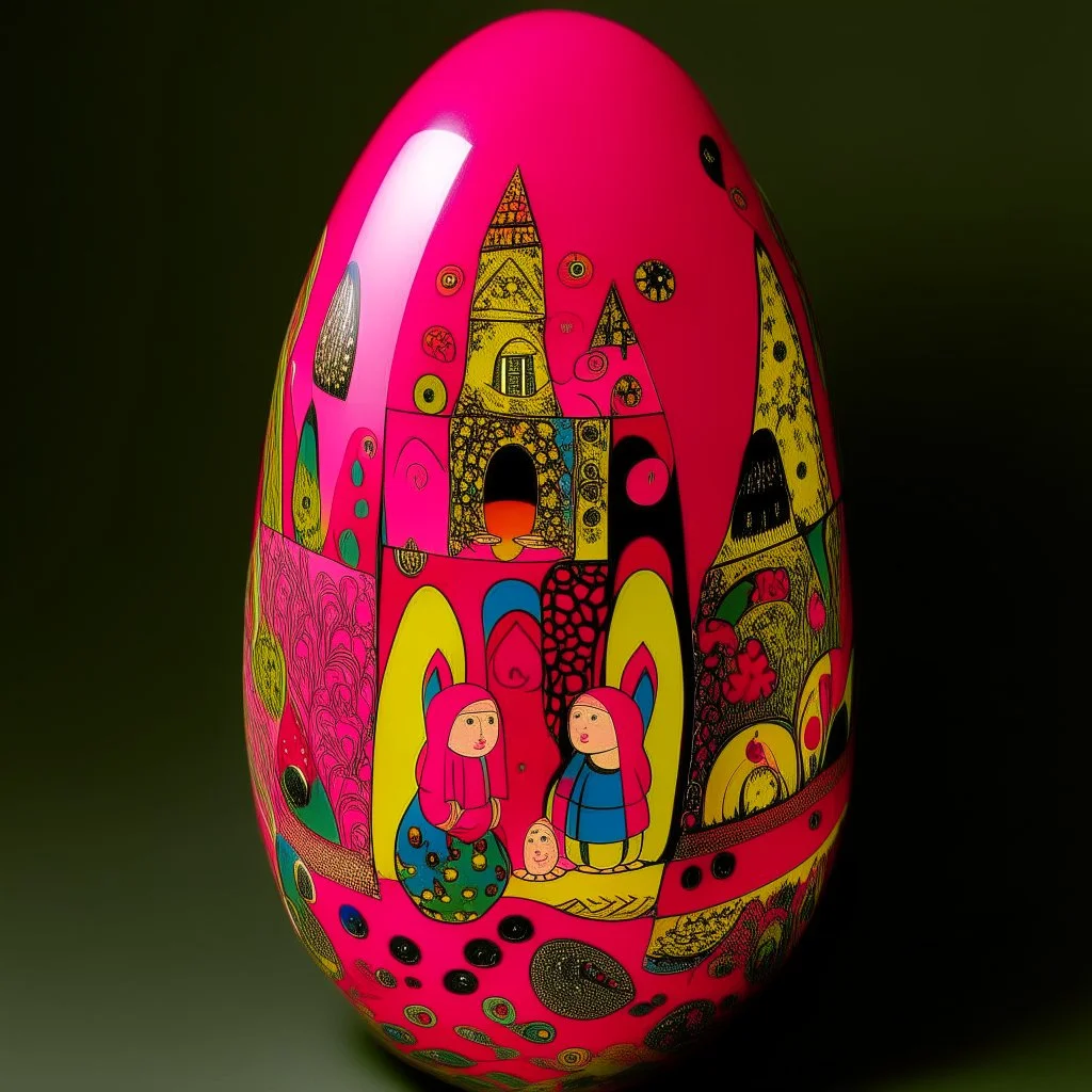 A pink land with magic runestones designed in Matryoshka dolls painted by Wassily Kandinsky