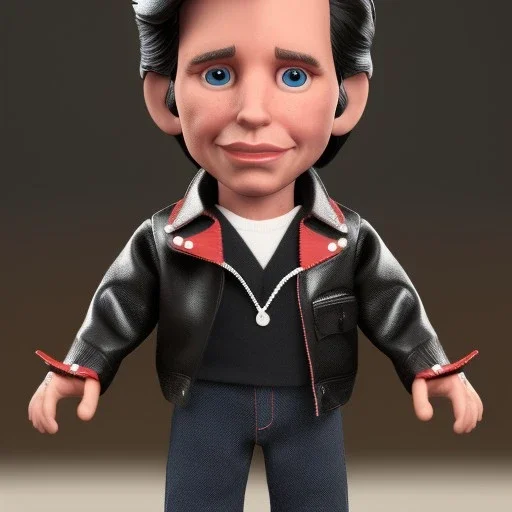 Wide view winkler as Young Fonz with black hair greaser figure Toy doll 1975 (thumbs-up) (face) Forehead grin, fonzarelli, ((arnold's drive-in)) fonzie