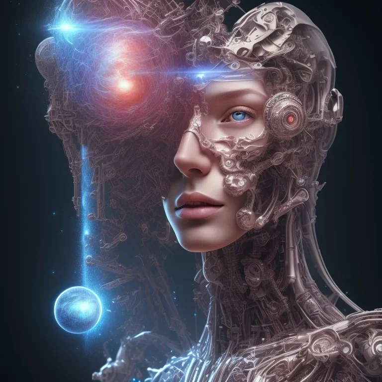 portrait full human body, meditation, universe, fourth dimension, fractal, realistic, 8k, high quality, extreme detail, symmetrical, high resolution background.