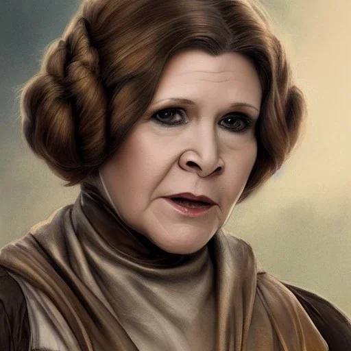 [[extrem stunning photorealistic Carrie Fisher as Princess Leia]] :: [[photorealistic brown eyes, short hair, head and shoulders portrait, 8k resolution photorealistic portrait by Greg Rutkowski, Artgerm, WLOP, Alphonse Mucha, dynamic lighting, hyperdetailed, intricately detailed, triadic colors]]