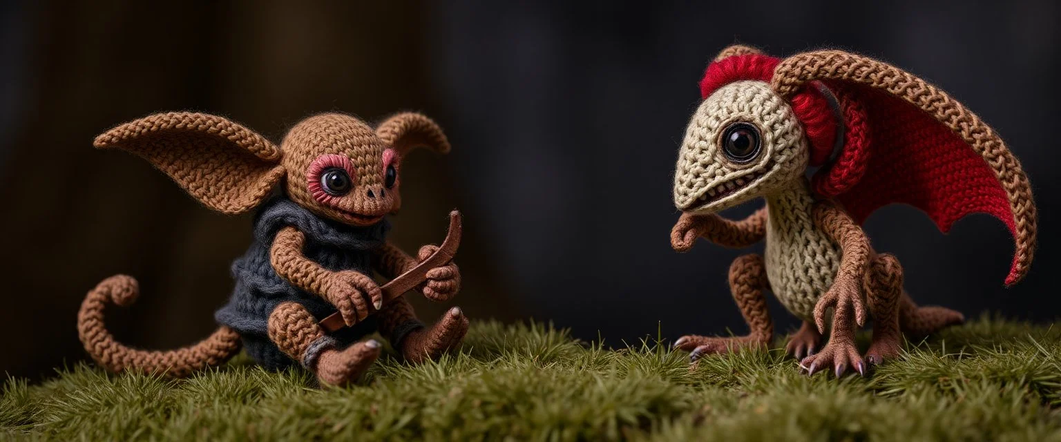 knitted kobold and drider