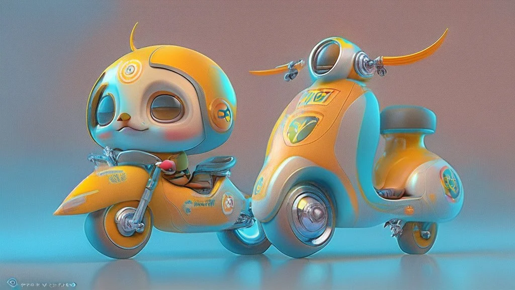 Concept art Small cute toy moto, piaggio vespa, art by freakyfir, hakira toriyama, octane render, hyper detailed, cinematic lighting, digital illustration