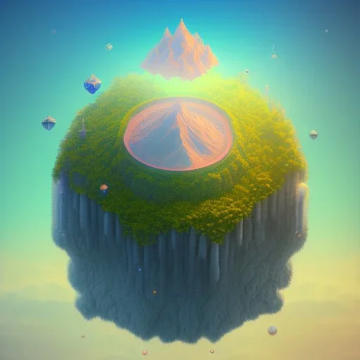 100mm photo of isometric floating island in the sky, surreal rose with jewels, intricate, high detail, behance, microworlds smooth, macro sharp focus, centered