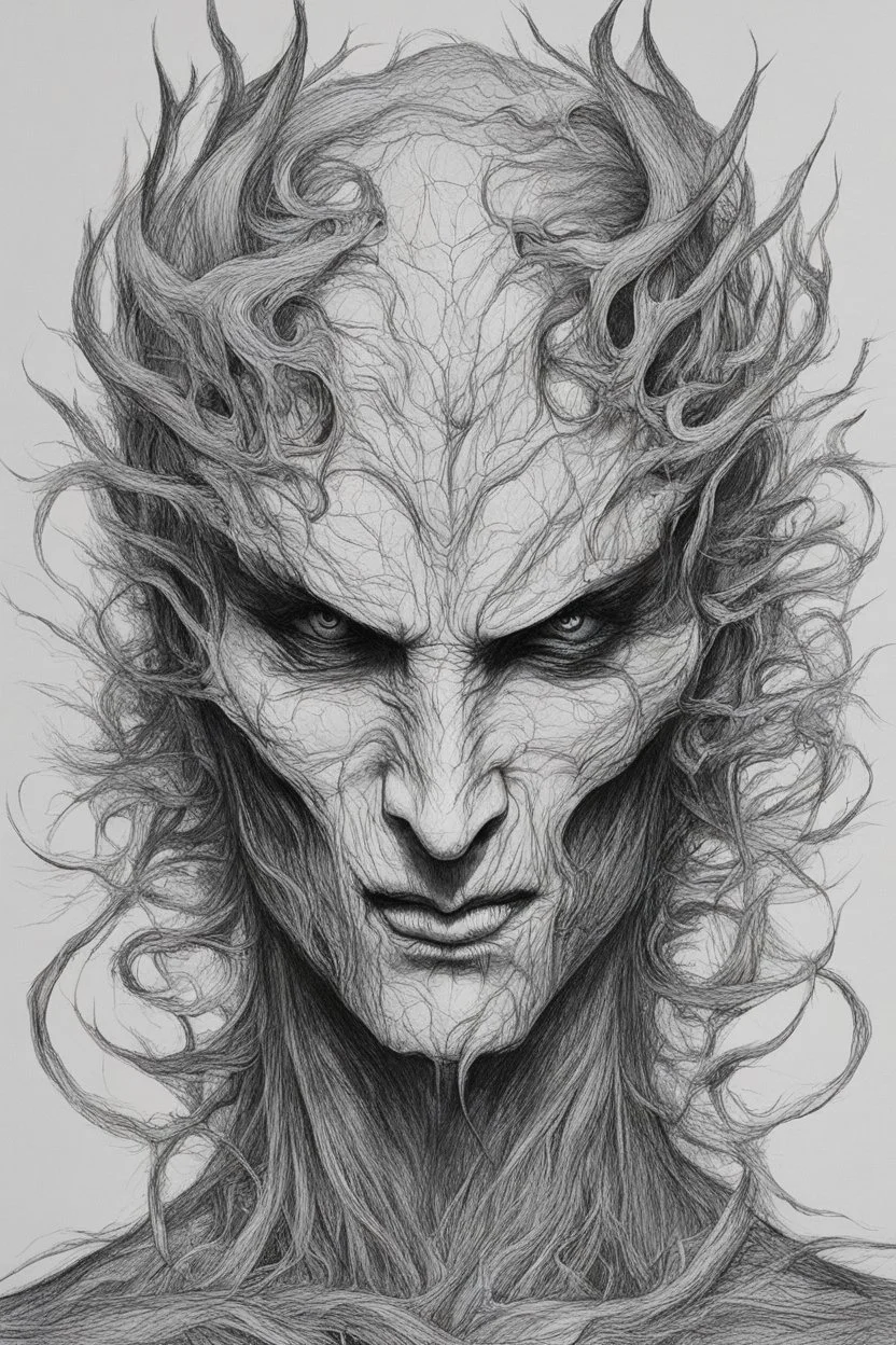 Nightmare in my mind, evil in many faces, Busch painting nightmare, thin line draw