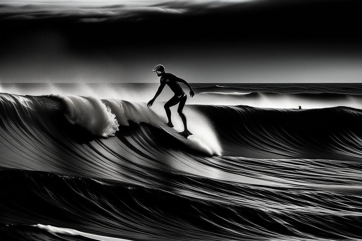 surfing simple black and white