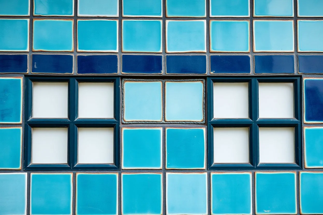 tiled rectangles of decorative window inserts