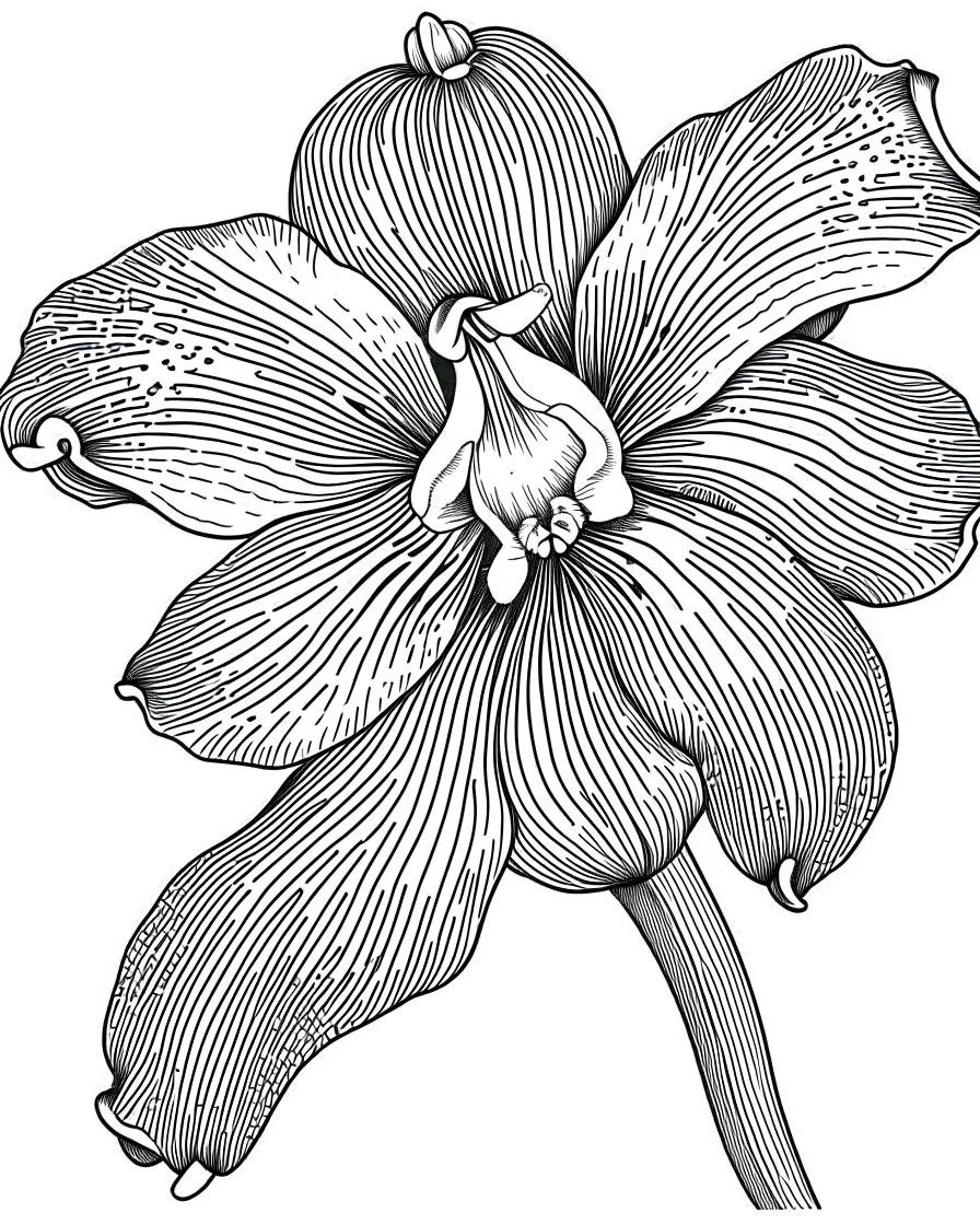 real massive Orchid flower coloring page