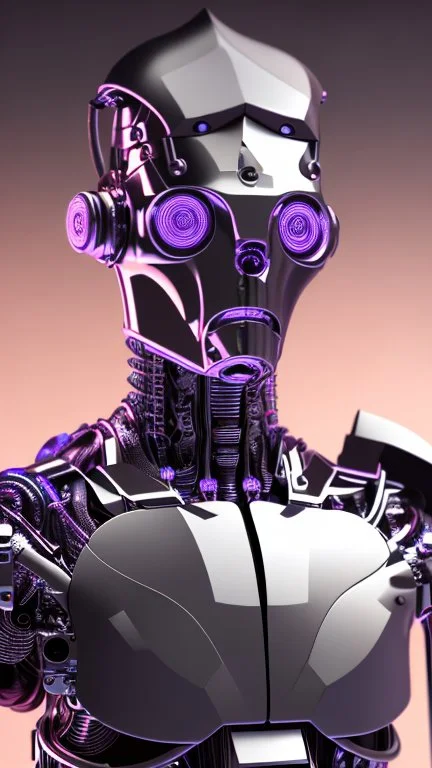 Cyborg man nice, nion, purple , 3D, 4K,8K