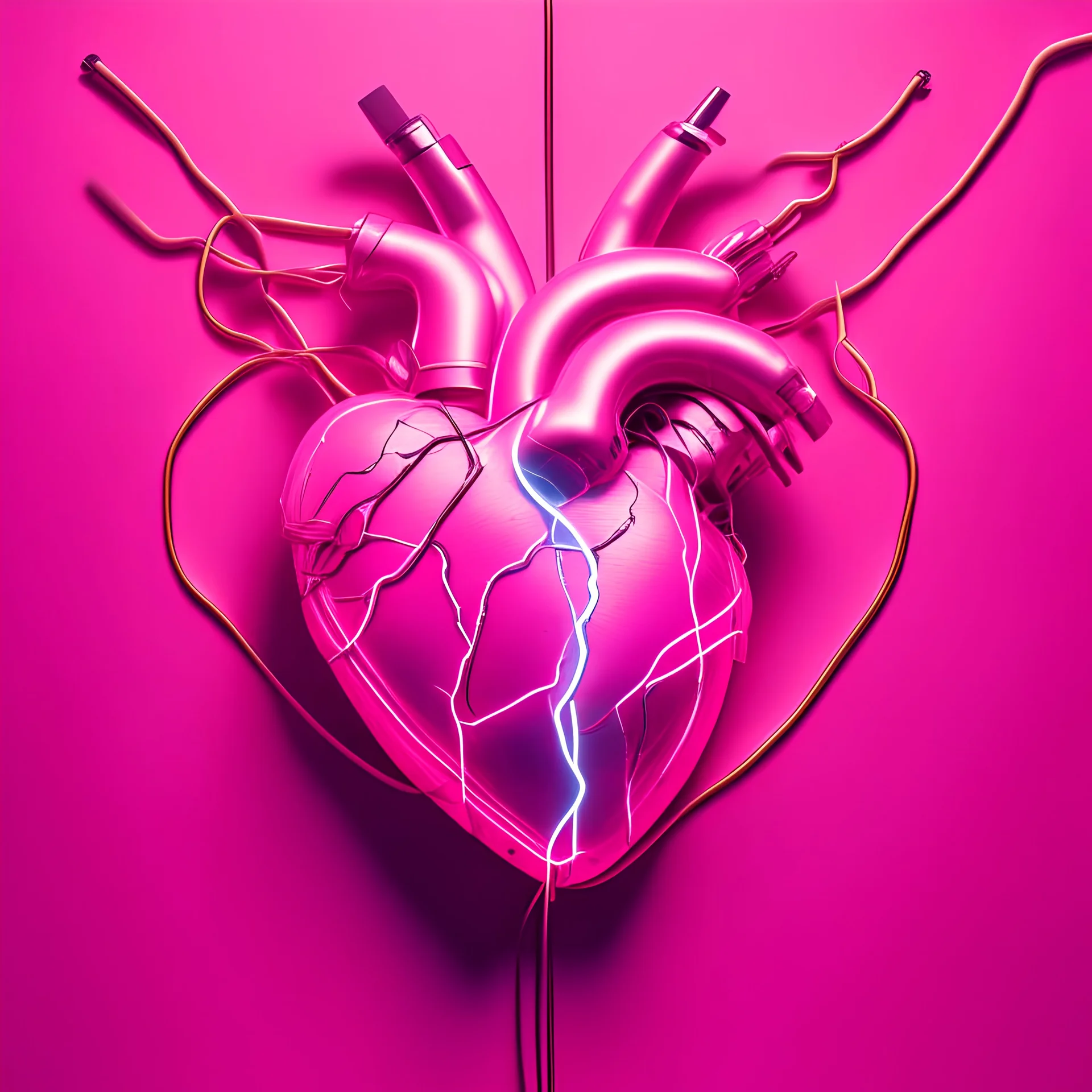 electric heart in a pink background